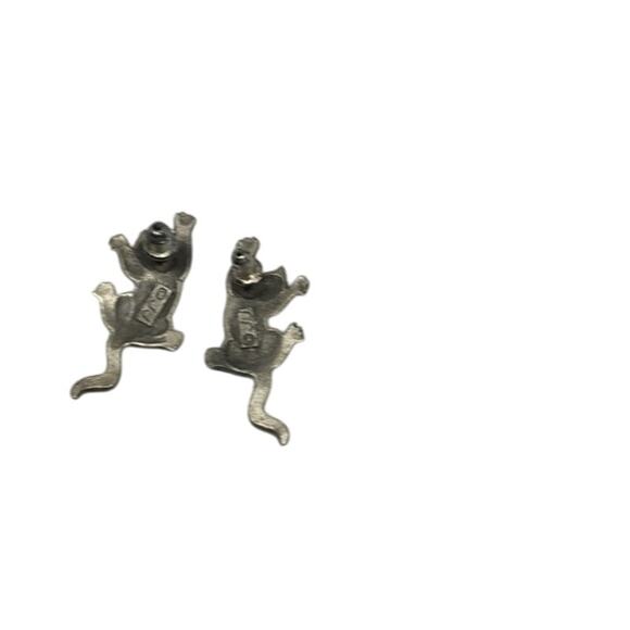 Vintage JJ JONETTE JEWELRY Climbing Cats Pewter earrings - Picture 4 of 4